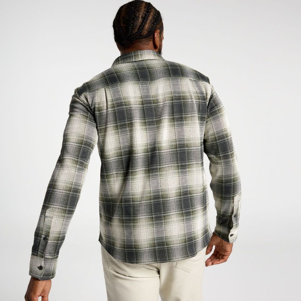 VRST Men's Plaid Button Down Shirt - Color: Olive Green Plaid - Picture 4 of 6